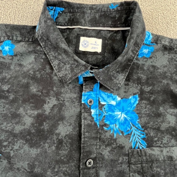 Hurley Shirt Adult Extra Large Black Button Up Blue Floral Casual Outdoor Men - Picture 3 of 12
